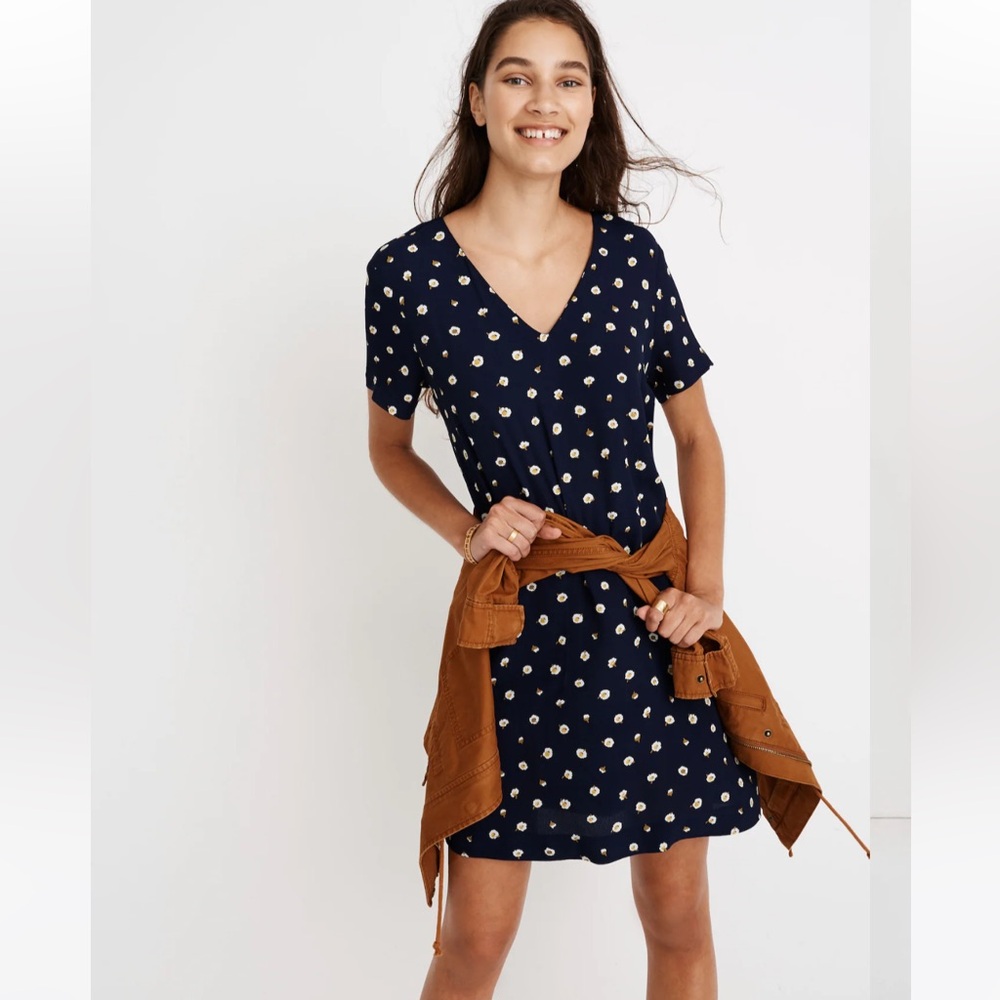 Madewell Navy Daisy Dot Ditsy Floral Mini Dress Sz M